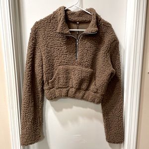 Zaful Crop Teddy Pullover